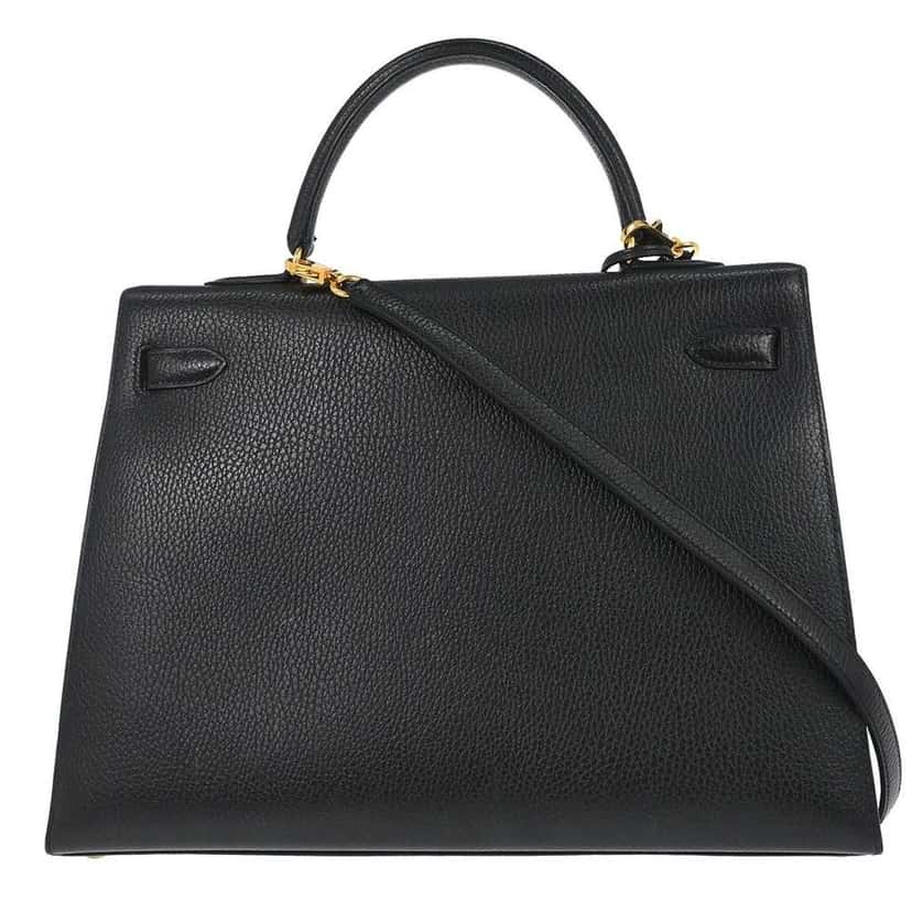 Hermès Kelly Handbag Black Leather Good condition - Back View