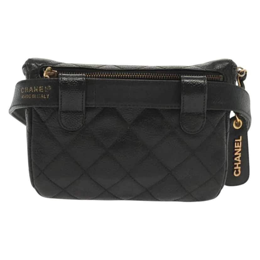 Chanel Vintage Zip Belt Bag Black Leather Good condition - Back View