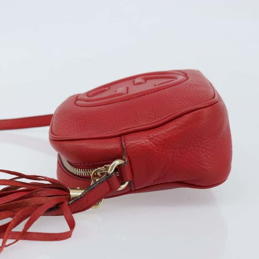 Gucci Soho Disco Crossbody Bag Red Leather Fair condition - Model View