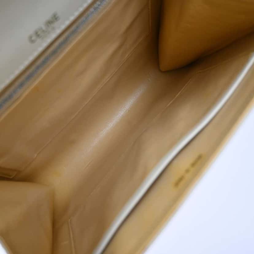 Celine Vintage Shoulder Bag White Leather Fair condition - Box View