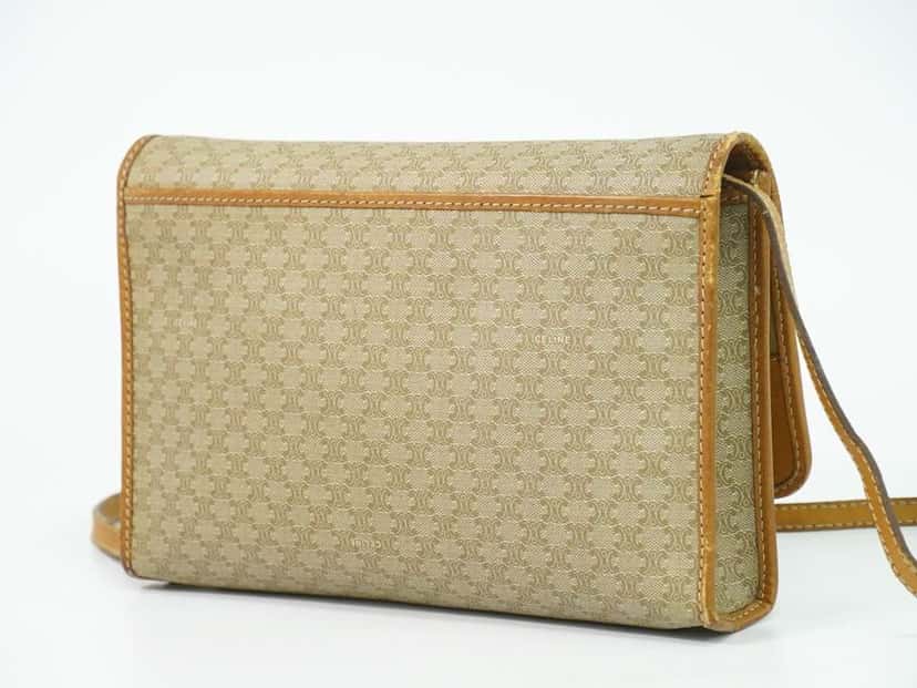 Celine Vintage Macadam Shoulder Bag Beige Canvas Good condition - Back View