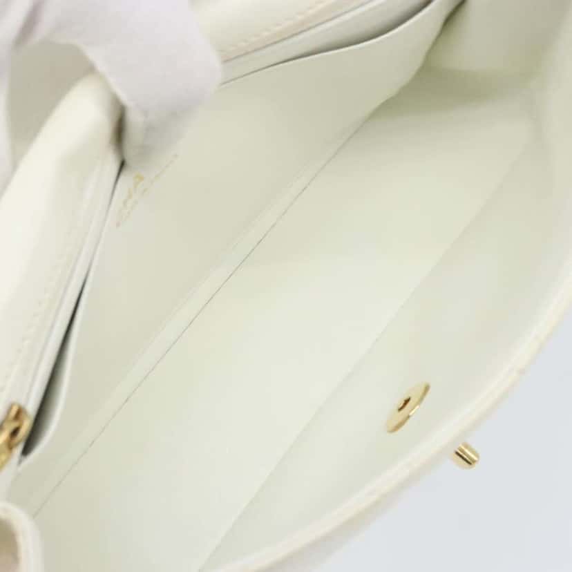 Chanel Vintage Punched Edge Classic Single Flap Bag White Leather Good condition - Box View