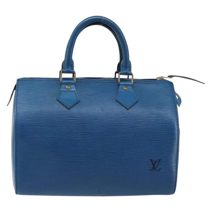 Louis Vuitton Speedy Handbag Blue Leather Good condition - Front View