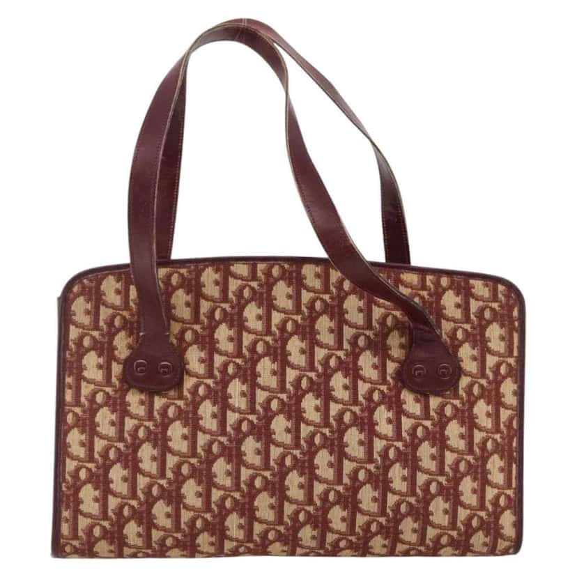 Christian Dior Vintage CD Trotter Handbag Red Canvas Good condition - Back View