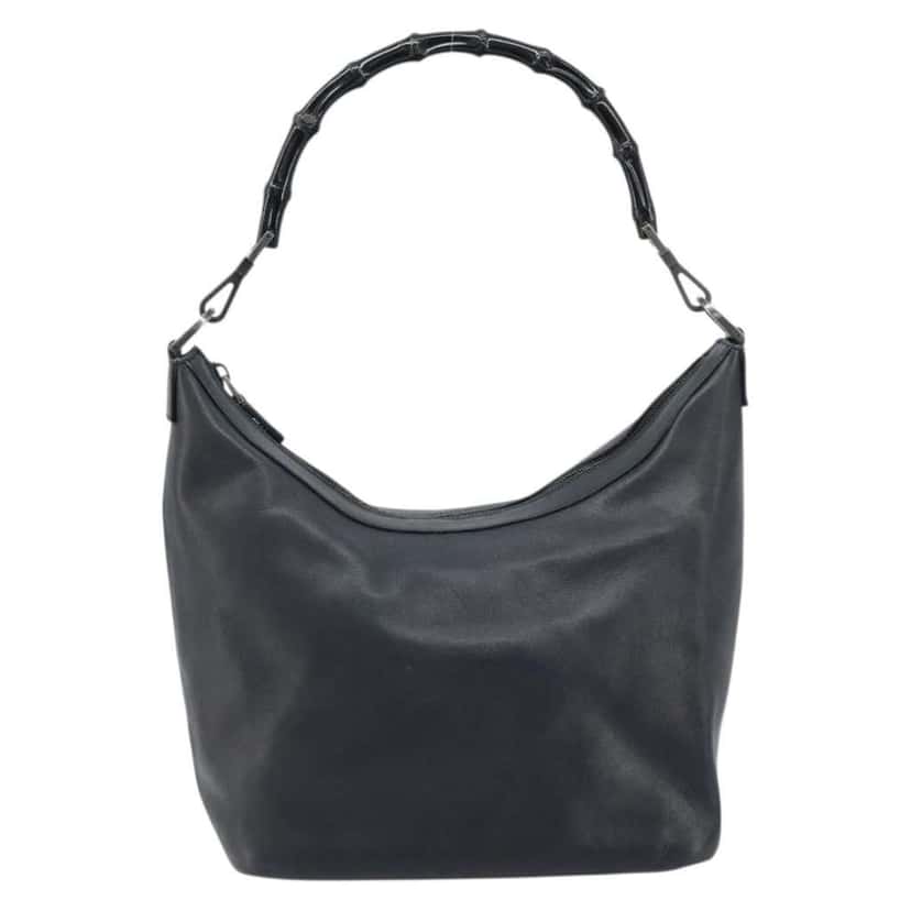 Gucci Vintage Bamboo Hobo Black Leather Good condition - Front View