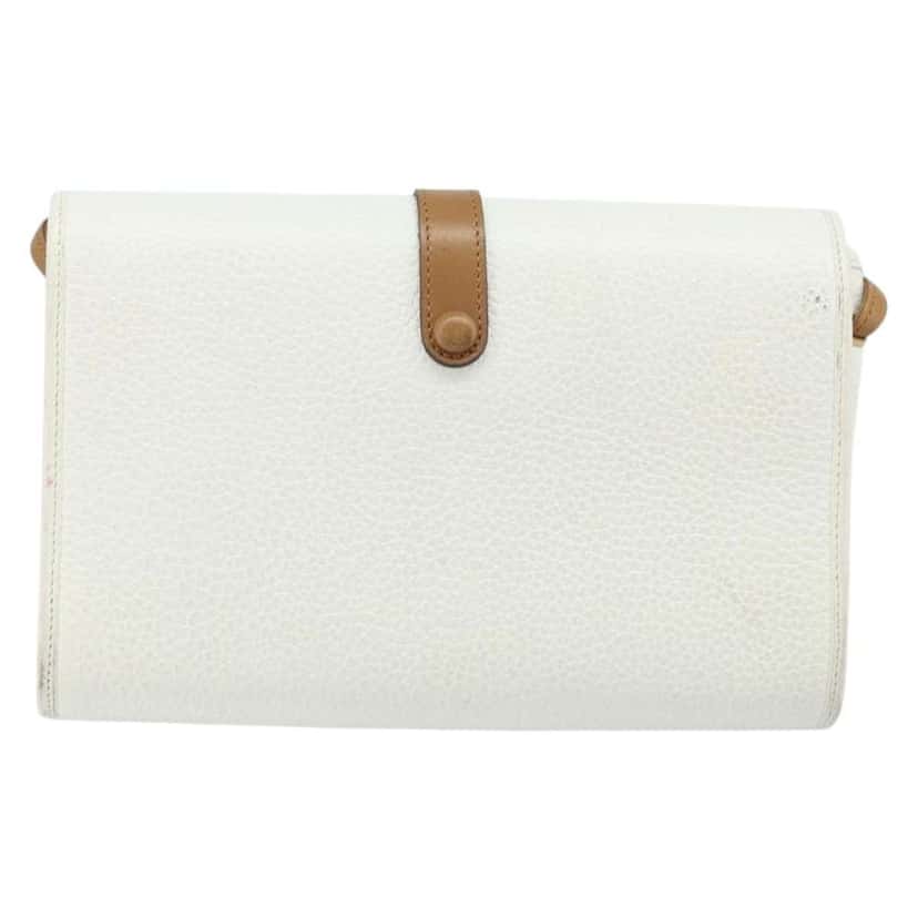 Christian Dior Vintage CD Logo Shoulder Bag White Leather Good condition - Back View