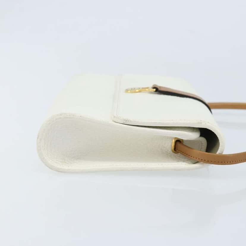 Christian Dior Vintage CD Logo Shoulder Bag White Leather Good condition - Inside View