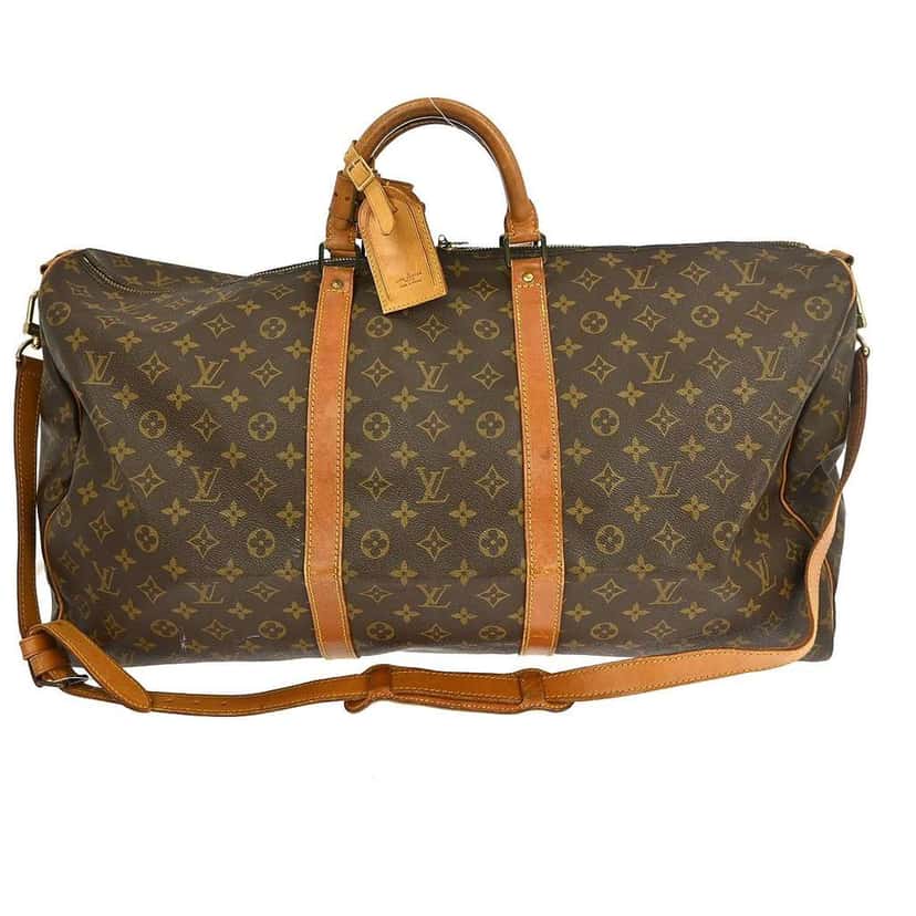 Louis Vuitton Keepall Bandouliere Bag Brown Canvas Fair condition - Front View