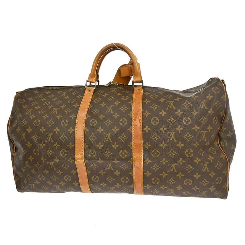 Louis Vuitton Keepall Bandouliere Bag Brown Canvas Fair condition - Back View