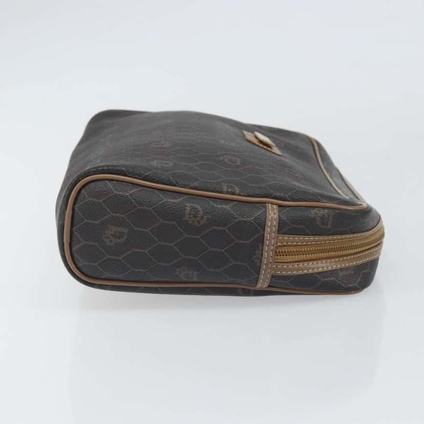 Christian Dior Vintage Honeycomb Zip Pouch Black Canvas Good condition - Inside View