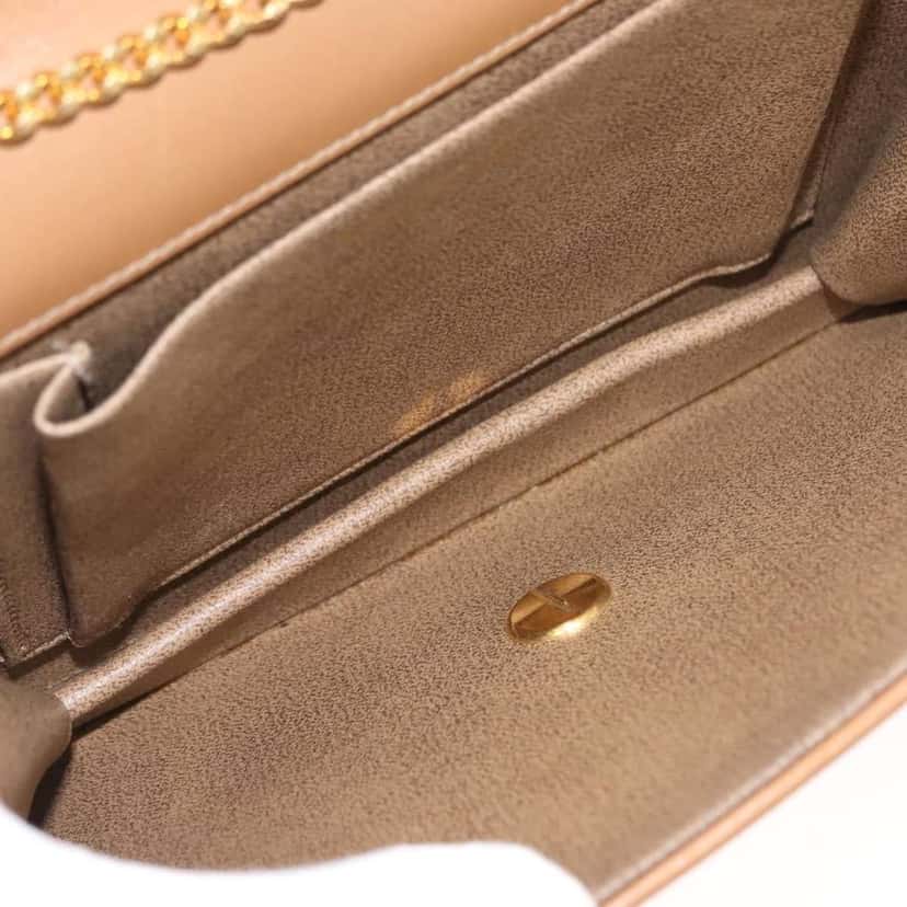 Christian Dior Vintage CD Flap Shoulder Bag Beige Leather Fair condition - Box View