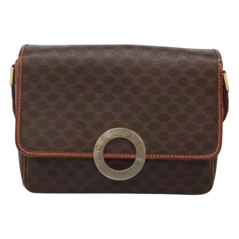 Celine Vintage Macadam Shoulder Bag Brown Canvas Fair condition - Front View