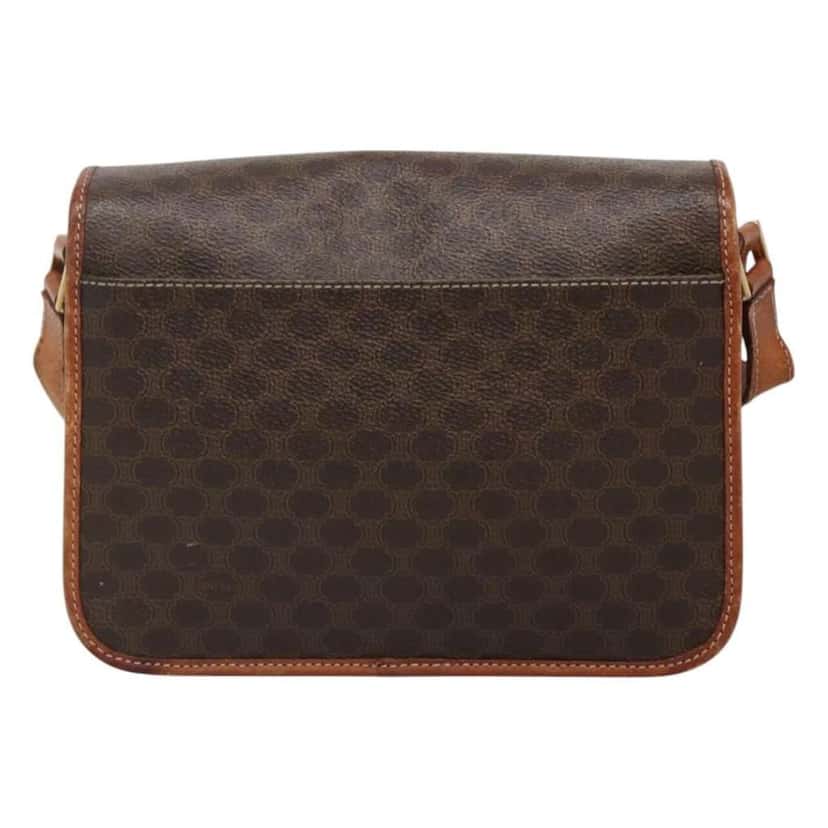 Celine Vintage Macadam Shoulder Bag Brown Canvas Fair condition - Back View