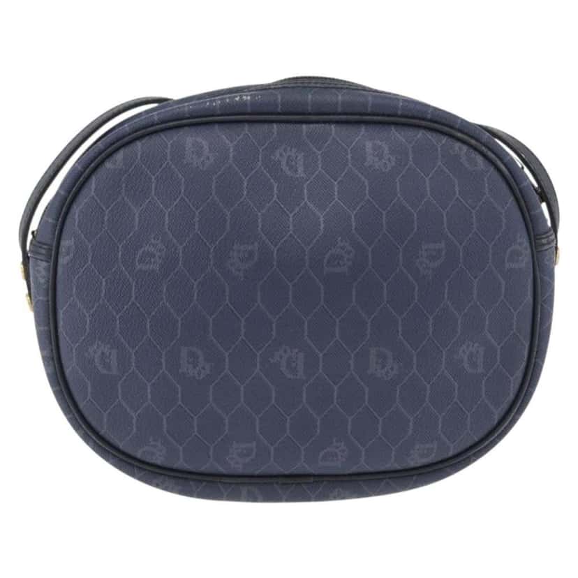 Christian Dior Vintage Honeycomb Shoulder Bag Navy Canvas Good condition - Back View