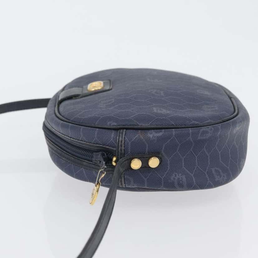 Christian Dior Vintage Honeycomb Shoulder Bag Navy Canvas Good condition - Model View