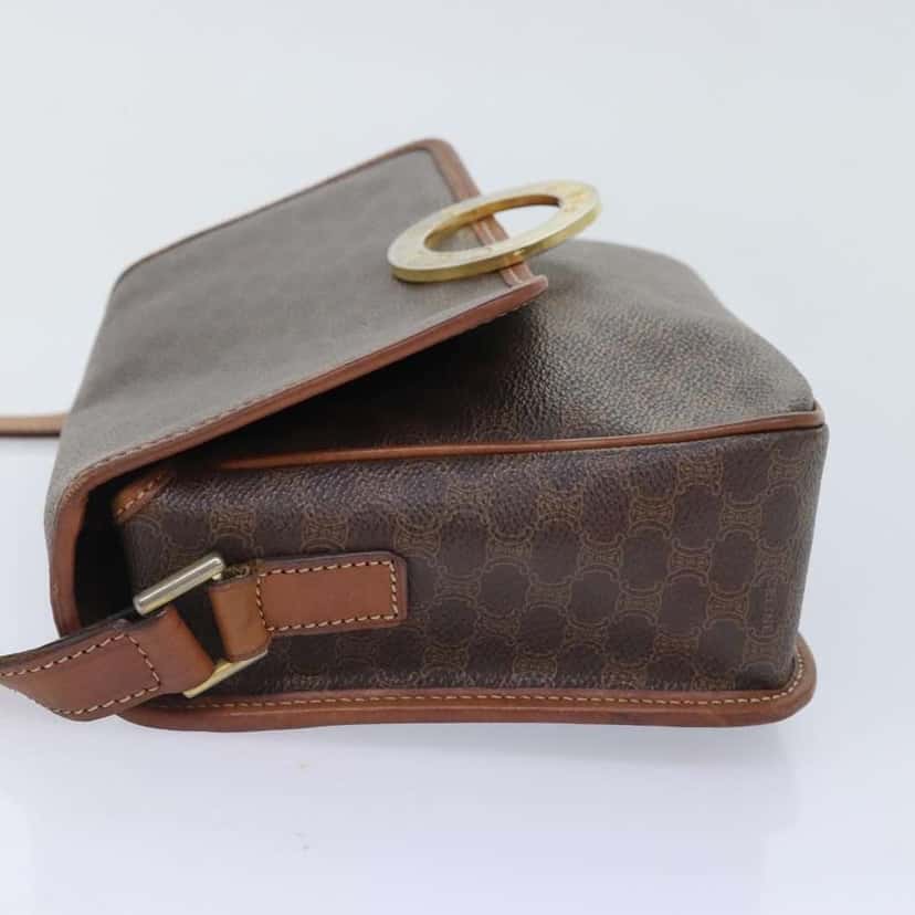 Celine Vintage Macadam Circle Logo Shoulder Bag Brown Canvas Fair condition - Inside View