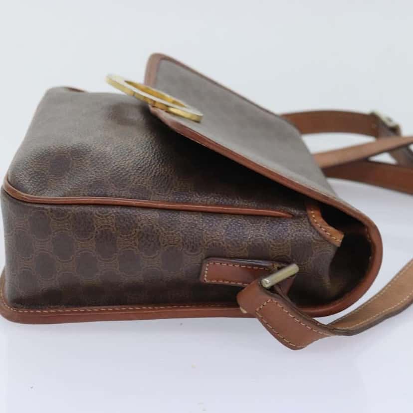 Celine Vintage Macadam Circle Logo Shoulder Bag Brown Canvas Fair condition - Model View