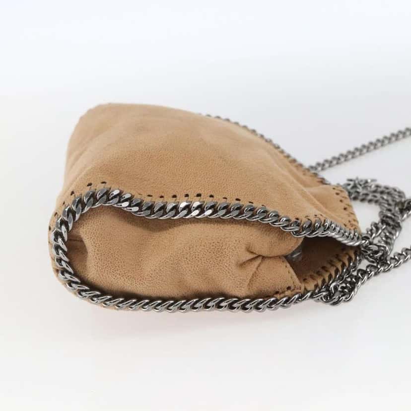 Stella Mccartney Falabella Fold Over Crossbody Bag Beige Polyester Good condition - Model View