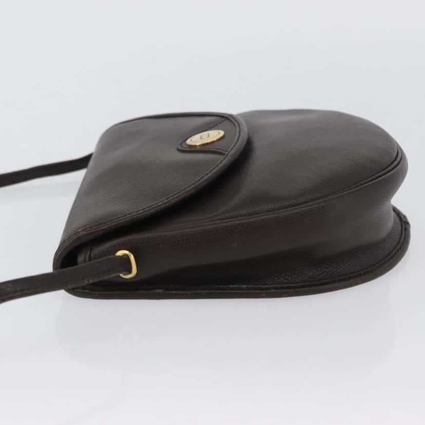 Christian Dior Vintage CD Logo Shoulder Bag Brown Leather Good condition - Model View