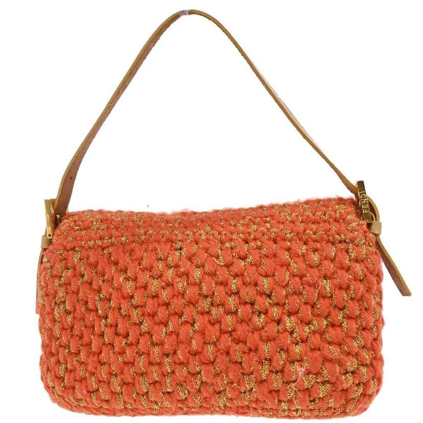Fendi Baguette Bag Orange Wool Good condition - Back View
