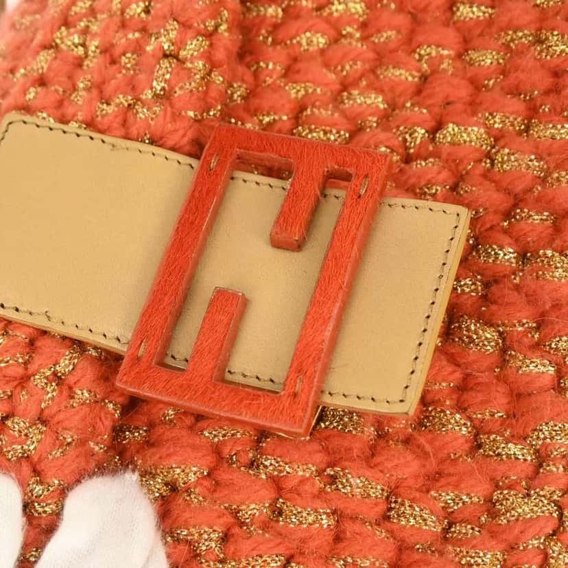 Fendi Baguette Bag Orange Wool Good condition - Inside View