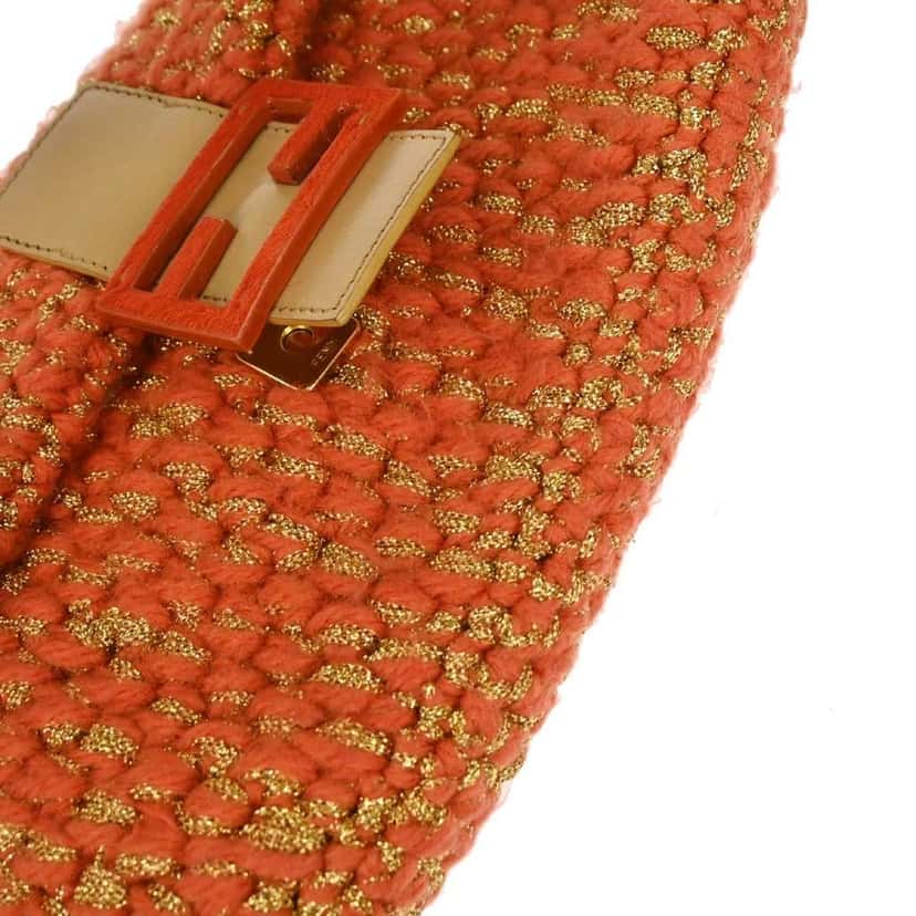 Fendi Baguette Bag Orange Wool Good condition - Box View