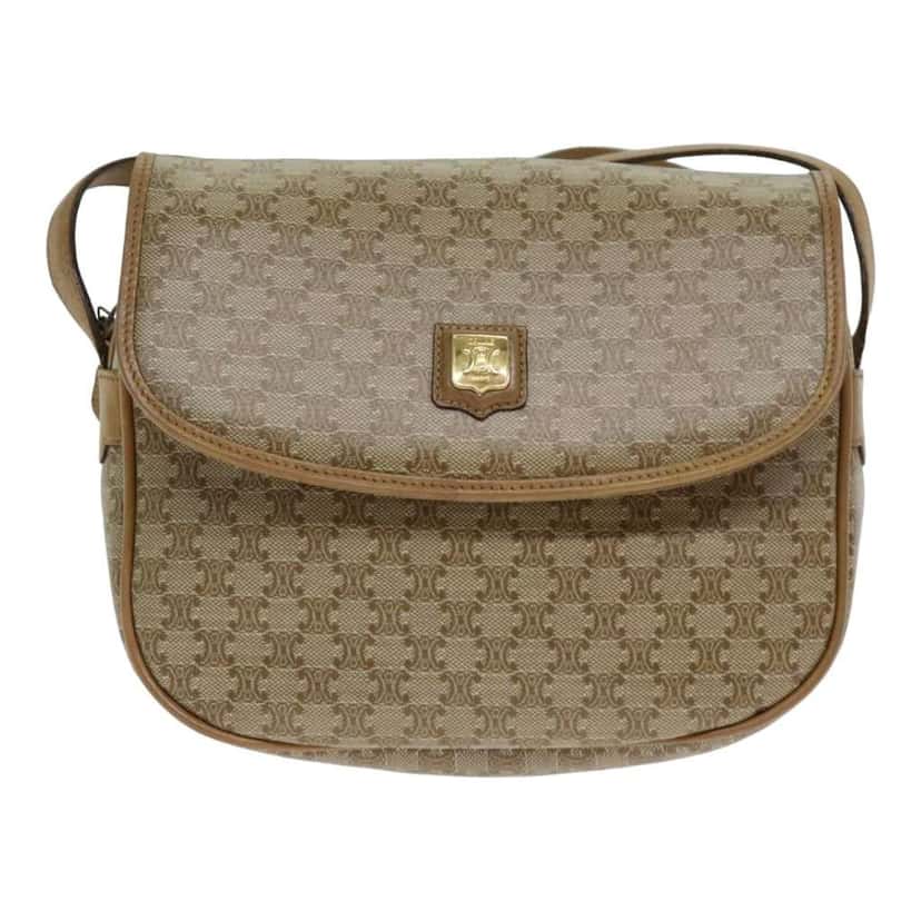 Celine Vintage Macadam Shoulder Bag Beige Canvas Fair condition - Front View