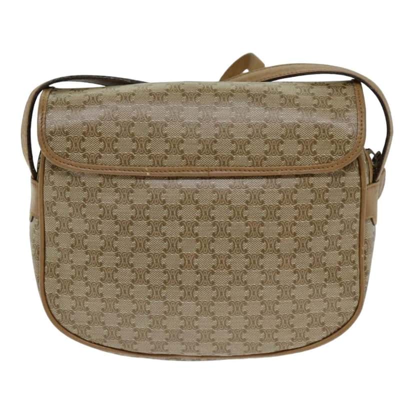 Celine Vintage Macadam Shoulder Bag Beige Canvas Fair condition - Back View