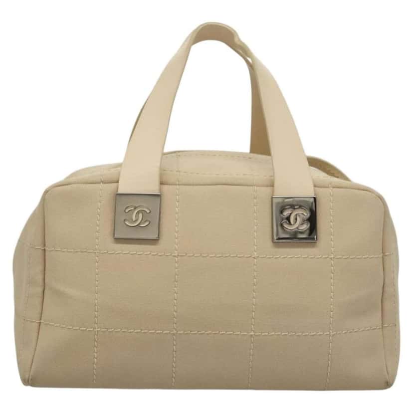 Chanel Chocolate Bar CC Bowler Bag Beige Canvas Good condition - Back View