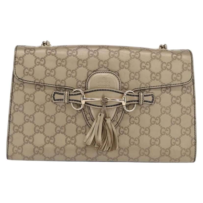 Gucci Emily Chain Flap Bag Beige Leather Good condition - Front View
