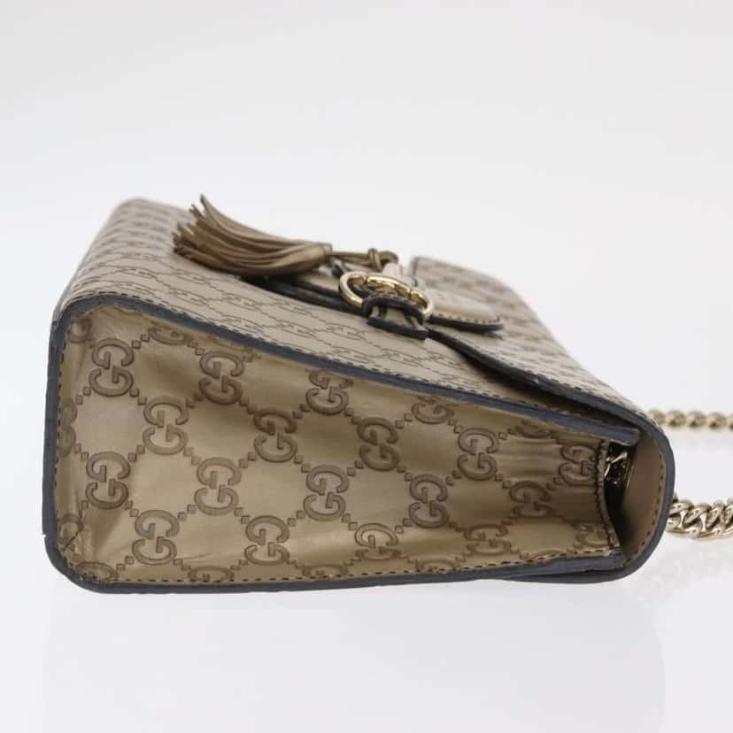 Gucci Emily Chain Flap Bag Beige Leather Good condition - Inside View