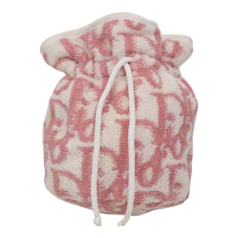 Christian Dior Vintage Trotter Pouch Pink Canvas Good condition - Front View