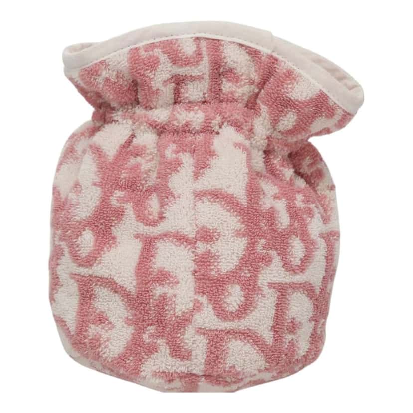 Christian Dior Vintage Trotter Pouch Pink Canvas Good condition - Back View