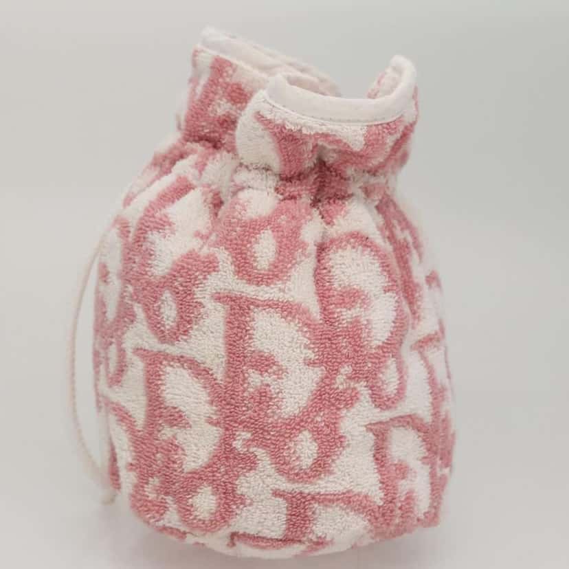 Christian Dior Vintage Trotter Pouch Pink Canvas Good condition - Inside View