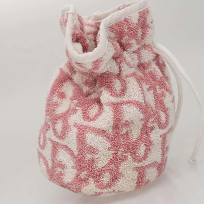 Christian Dior Vintage Trotter Pouch Pink Canvas Good condition - Model View