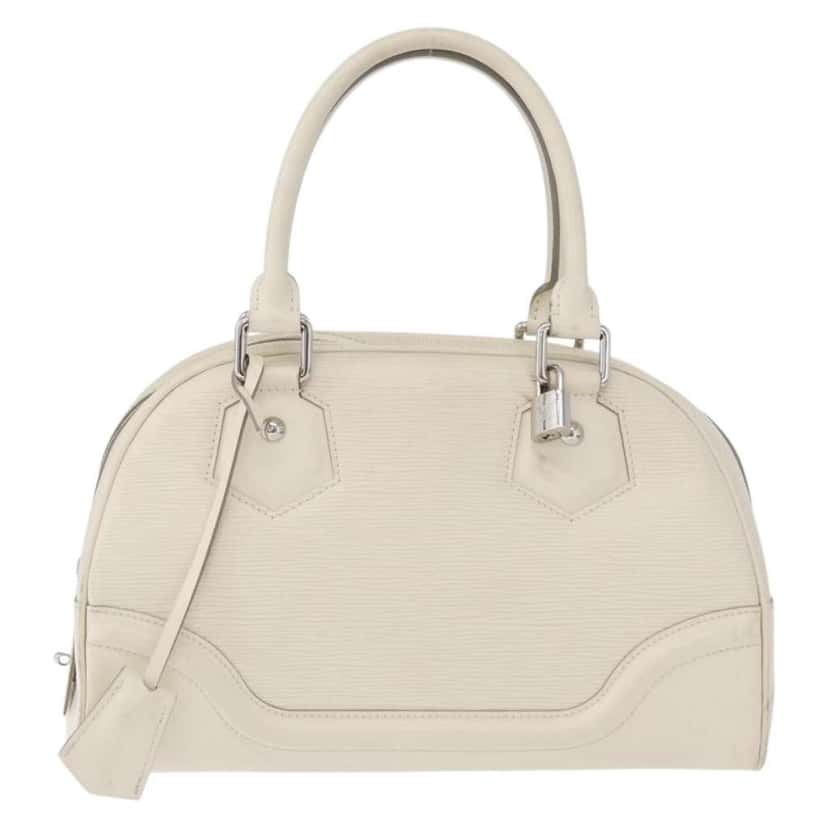 Louis Vuitton Montaigne Bowling Bag White Leather Good condition - Front View