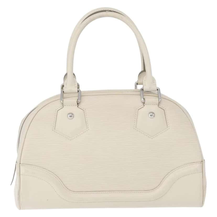 Louis Vuitton Montaigne Bowling Bag White Leather Good condition - Back View
