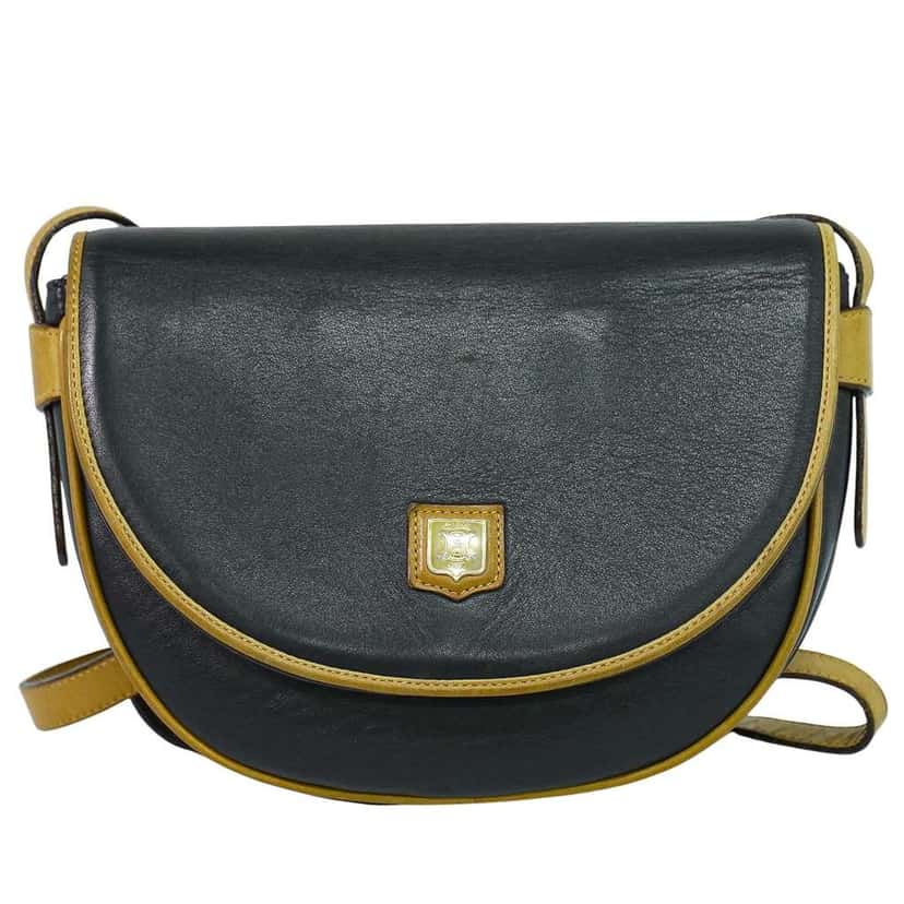 Celine Vintage Shoulder Bag Black Leather Fair condition - Front View