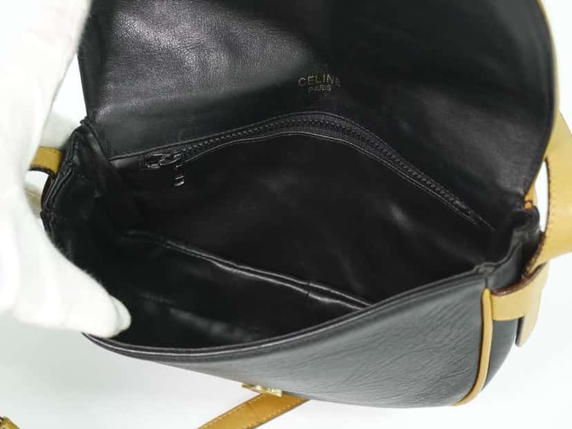 Celine Vintage Shoulder Bag Black Leather Fair condition - Inside View