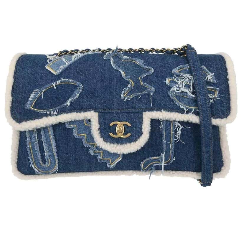 Chanel Egyptian Hieroglyph Flap Bag Blue Good condition - Front View