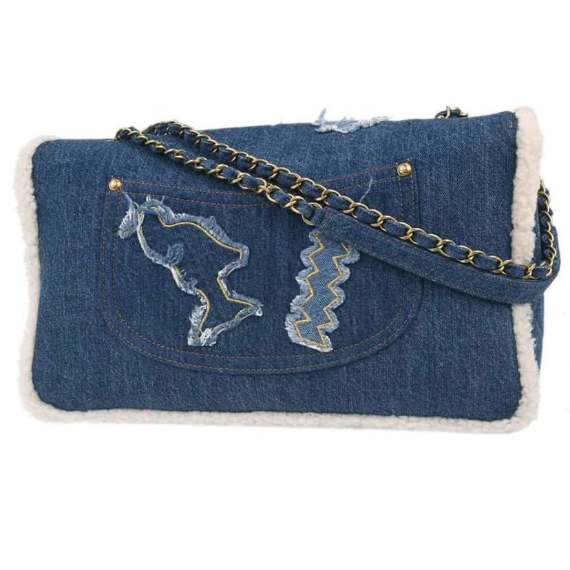 Chanel Egyptian Hieroglyph Flap Bag Blue Good condition - Back View