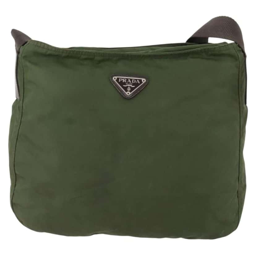 Prada Zip Top Messenger Bag Khaki Fair condition - Front View