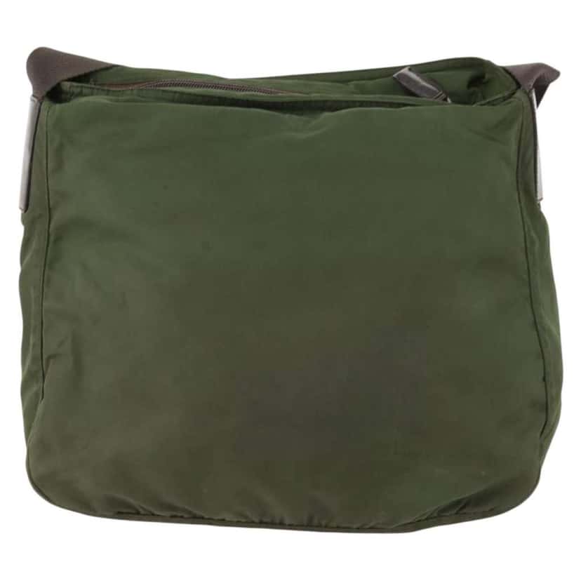 Prada Zip Top Messenger Bag Khaki Fair condition - Back View