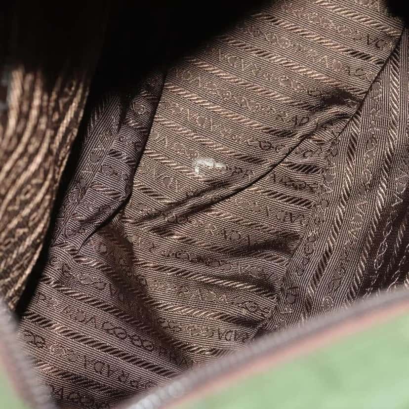 Prada Zip Top Messenger Bag Khaki Fair condition - Box View