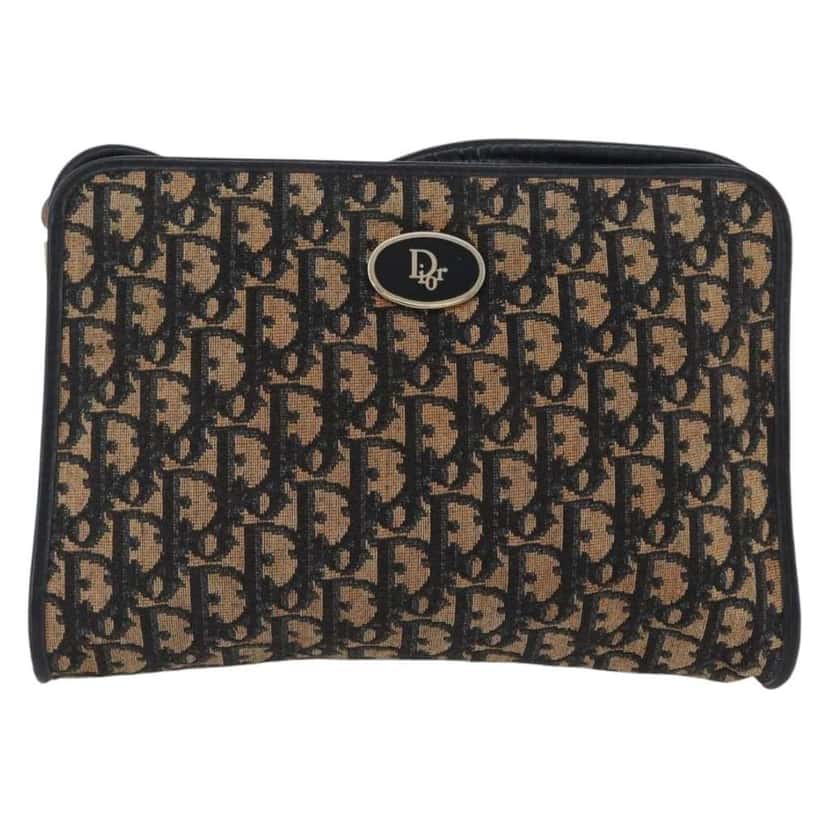 Christian Dior Vintage Trotter Shoulder Bag Navy Canvas Good condition - Front View