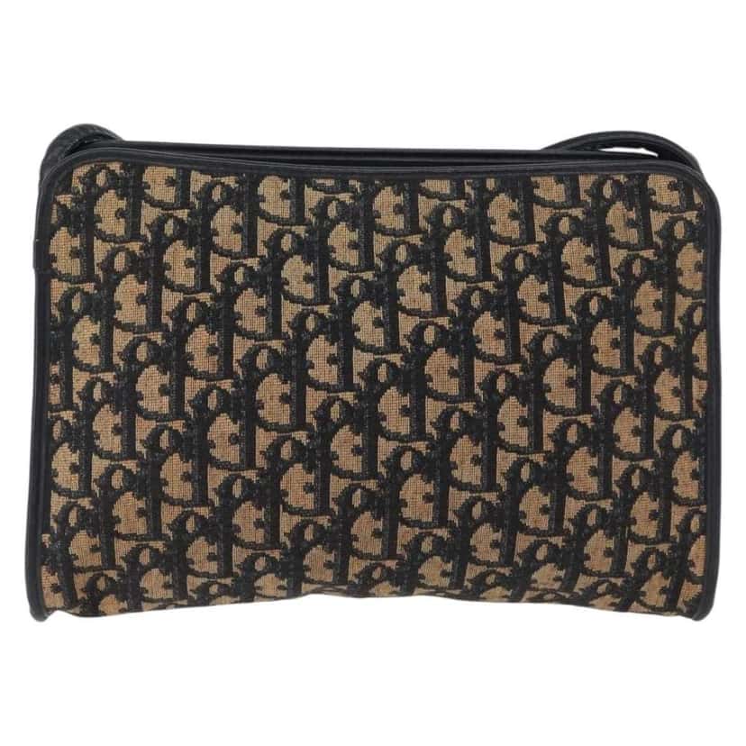 Christian Dior Vintage Trotter Shoulder Bag Navy Canvas Good condition - Back View