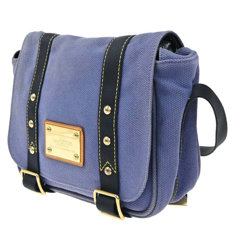 Louis Vuitton Antigua Besace Messenger Bag Blue Canvas Good condition - Back View