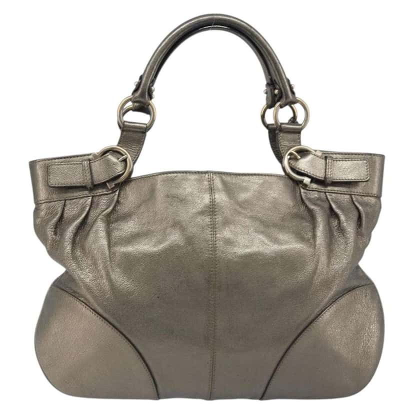 Salvatore Ferragamo Gancini handbag Gold Leather Fair condition - Back View