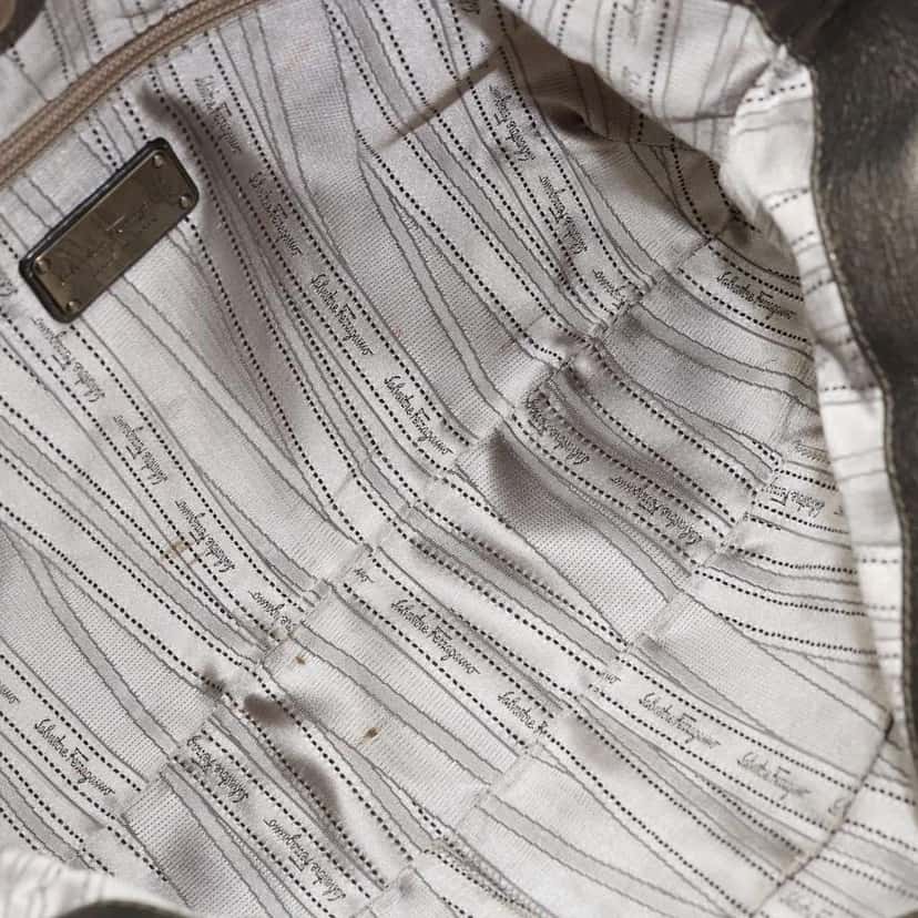 Salvatore Ferragamo Gancini handbag Gold Leather Fair condition - Box View