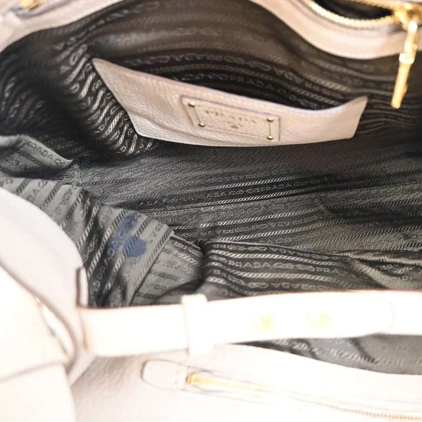 Prada Convertible Open Shopping Tote Beige Leather Fair condition - Box View